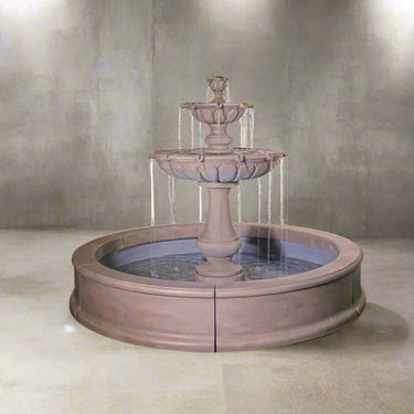 Vicentina Two-Tier Courtyard Fountain with Grand Easy Pond by Giannini